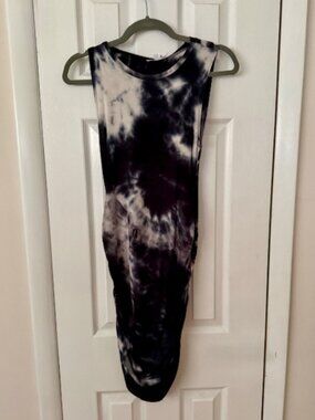 ANTISTAR  Navy & White tie dye side ruched dress, S NWT